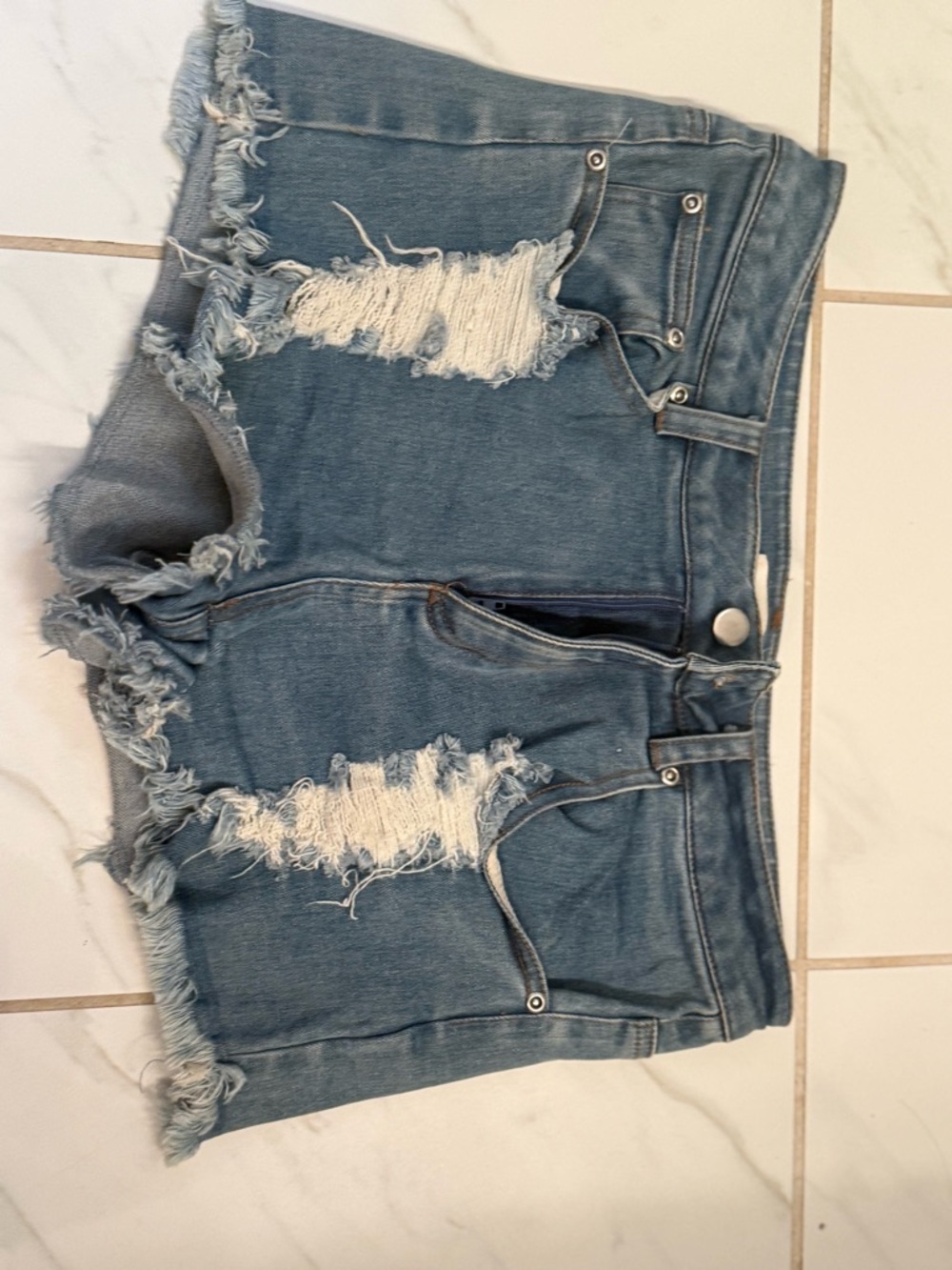 Sugarlips Distressed Light Blue Denim Jean Shorts